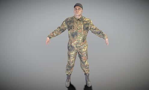 Modern men dressed in German military uniforms 3d model