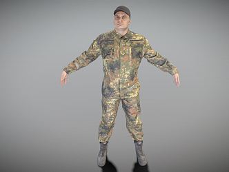 Modern men dressed in German military uniforms 3d model