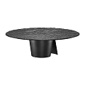 Modern Round Black Coffee Table With Wavy Textured Surface And Pedestal Base 3d model