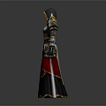 3D Elegant Fantasy Character Creature With Hooded Robe And Detailed Gold Blue Armor
