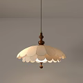 Elegant Cream Colored Pendant Light With Wooden Base And Petal Shaped Lampshade