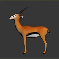 Orange Antelope With Black Horns White Face Standing On Gray Background