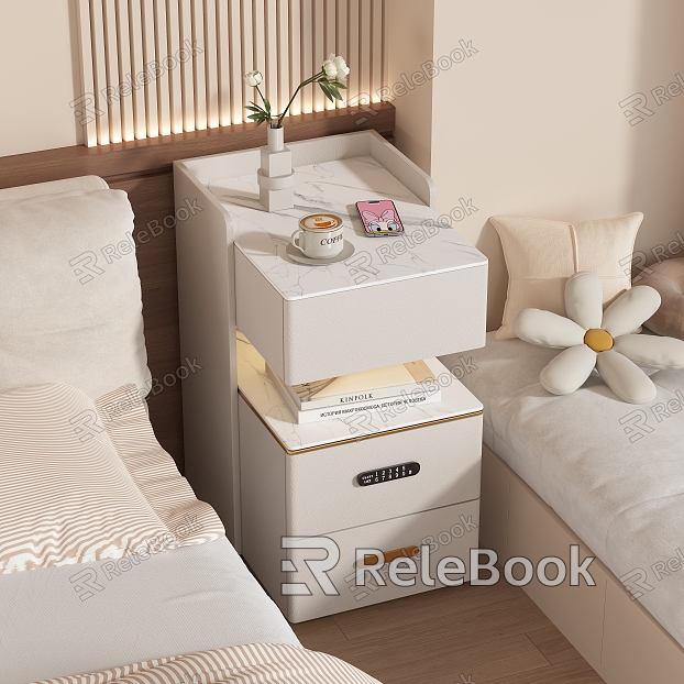 Bedside Cabinet Bedside Background Wall Grille Bay Window Cushion Pillow Small Flower Bedding Vase Mobile Phone Coffee Cup Wall Panel model