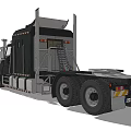 Black Heavy Duty Truck with Modern Cab Front Guard Roof Trailer Sign and Large Tires 3d model