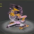 Yellow Miter Saw With Adjustable Base And Sharp Cutting Blade For Home Use 3d model