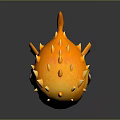 Cute Yellow Puffer Fish With Big Eyes Spikes And Orange Tail