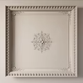 Elegant White Ceiling Design With Central Decorative Carved Pattern And Ornate Borders 3d model