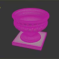 White Decorative Bowl With Ornate Base And Square Pedestal Stand