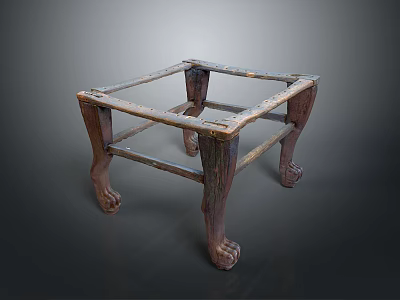 Functional Table With Wooden Frame Carved Legs And Unique Structure For Home Decor 3d model