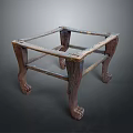 Functional Table With Wooden Frame Carved Legs And Unique Structure For Home Decor