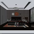 Modern Gaming Room Interior With Computer Setup Sofa And LED Lighting 3d model