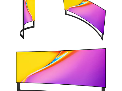 Modern Curved and Flat Screen Televisions with Vibrant Color Display and Sleek Design 3d model