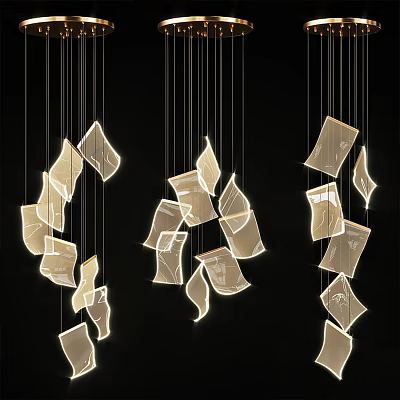 Modern creative tile crystal chandelier creative shaped chandelier combination bedroom living room chandelier side chandelier 3d model