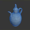 Light Blue Ceramic Teapot With Decorative Lid And Handle For Home Living
