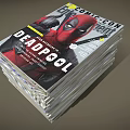 Stack of Comic Con Exclusive Magazines With Deadpool Cover Design 3d model