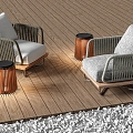 Minotti Modern Outdoor Single Sofa Outdoor Single Rattan Sofa 3d model