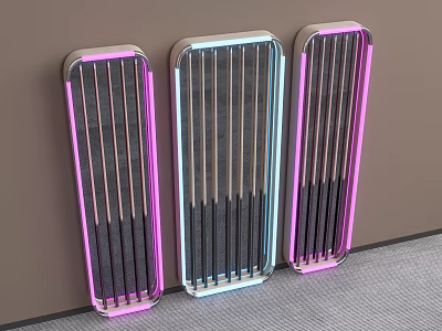 Modern Decorative Wall Grilles With Pink Blue Frames And Vertical Slats 3d model