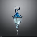 Elegant Blue Decorative Lantern With Crystal Structure And Illuminated Light Design