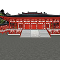 Traditional Chinese Ancient Architecture With Multi Tiered Roofs Courtyard Bridges And Green Hills