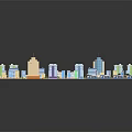 Diverse Urban Buildings in 3D Model with High Rise Structures and Green Spaces