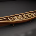 Handcrafted Wooden Boat Model Featuring Detailed Interior Structure And Wooden Frames