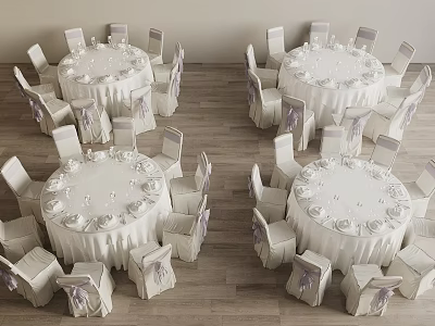 Banquet Table and Chair Banquet Hall Dining Table and Chair Exhibition Hall Table and Chair Wedding Table Round Table and Chair Combination 3d model