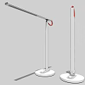 Pair of Modern White Desk Lamps with Red Circular Accents and Sleek Design