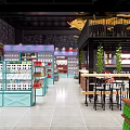 Modern Retail Store Interior With Shelves Products Tables Chairs And Green Plants