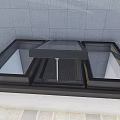 Modern Detached Villa Exterior With Black Frame Skylight And Gray Wall 3d model