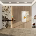Modern background wall cream log rock slab shape porch 3d model