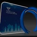 Modern Blue Archway Design With Illuminated New Pattern City Silhouette