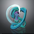 Purple Pink Humanoid Character With Teal Bioluminescent Creature And Curved Tentacle Like Structures