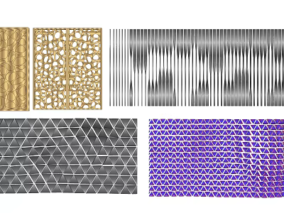 Various Intricate Texture Patterns With Gold Silver Geometric And Purple Designs 3d model