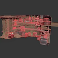 Underground Cave Storage Setup With Shelves Crates Pipes And Storage Tanks