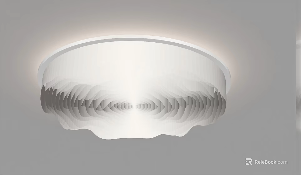 Modern White Ceiling Light With Wave Pattern Lampshade And Soft Illumination 3d model 