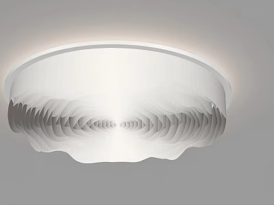 Modern White Ceiling Light With Wave Pattern Lampshade And Soft Illumination 3d model