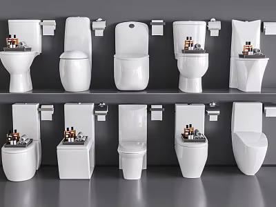 Various Modern Toilet Designs And Styles With Tank And Seat Display Collection 3d model