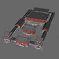 Ancient Chinese Architecture Complex With Traditional Roofs Red Walls And Courtyard Layout