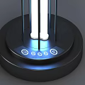 Modern Standing UV Light with Transparent Tube Black Base and Blue Light