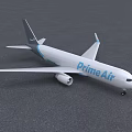 PrimeAir Commercial Airplane With White Body And Blue Stripes Exterior Design