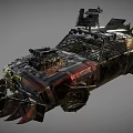 Apocalyptic Modified Battle Car With Spiked Front Roof Mounted Weapons And Metal Armor