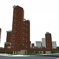 Modern Urban Architectural Complex With High Rise Buildings And Green Roof Design