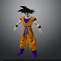 Anime Character Costume With Orange Outfit Purple Pants Blue Belt And Black Hair