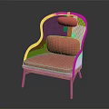 Elegant Rattan Leisure Chair With Comfortable Red Cushion And Sturdy Wooden Legs