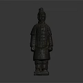 Ancient Chinese Terracotta Warrior Sculpture Standing With Intricate Armor Details