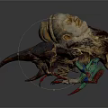 Old Man Face Character Merged With Raven Inspired Mythical Creature Feathers Claws And Green Details