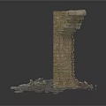 Detailed Modern Scene Featuring Broken Brick Pillar And Scattered Debris 3d model