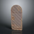 Arched Ancient Wooden Door Structure In Traditional Architectural Design With Aged Texture