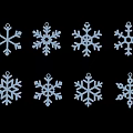 Set Of Eight Light Blue Snowflake Ornaments For Festive Decorative Hanging