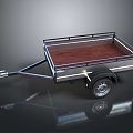 Utility Cargo Trailer With Metal Frame Wooden Floor And Single Wheel